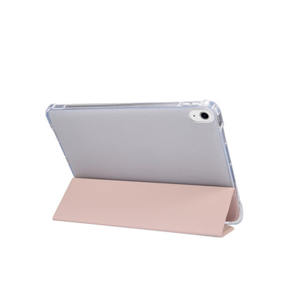 Funda de piel sintética transparente con tapa horizontal, a prueba de golpes, con textura de piel prensada eléctrica de 3 pliegues, con soporte, ranura para bolígrafo y función de suspensión/activación, para iPad Air 2022/2020 10.9