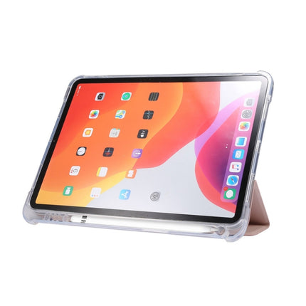 Funda de piel sintética transparente con tapa horizontal, a prueba de golpes, con textura de piel prensada eléctrica de 3 pliegues, con soporte, ranura para bolígrafo y función de suspensión/activación, para iPad Air 2022/2020 10.9