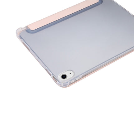 Funda de piel sintética transparente con tapa horizontal, a prueba de golpes, con textura de piel prensada eléctrica de 3 pliegues, con soporte, ranura para bolígrafo y función de suspensión/activación, para iPad Air 2022/2020 10.9