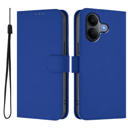 Skin Feel Solid Color Leather Phone Case with Lanyard, For vivo V60 Lite 5G Global