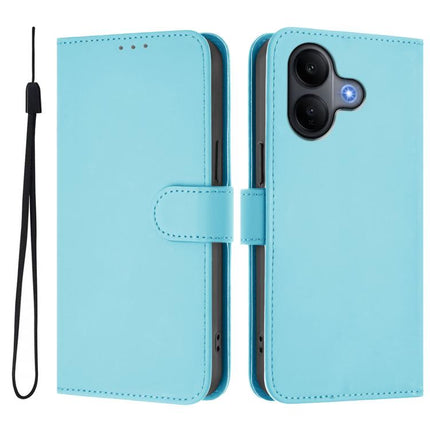 Skin Feel Solid Color Leather Phone Case with Lanyard, For vivo V60 Lite 5G Global