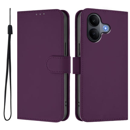 Skin Feel Solid Color Leather Phone Case with Lanyard, For vivo V60 Lite 5G Global