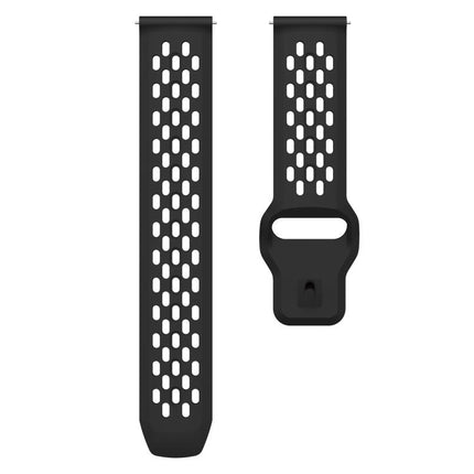 xDfind Flat Head Breathable Hole Black Buckle Silicone Watch Band, 20mm, 22mm