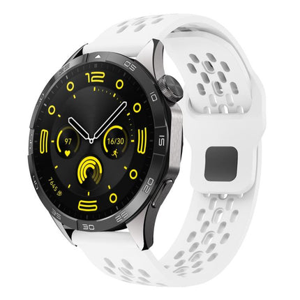 xDfind Flat Head Breathable Hole Black Buckle Silicone Watch Band, 20mm, 22mm