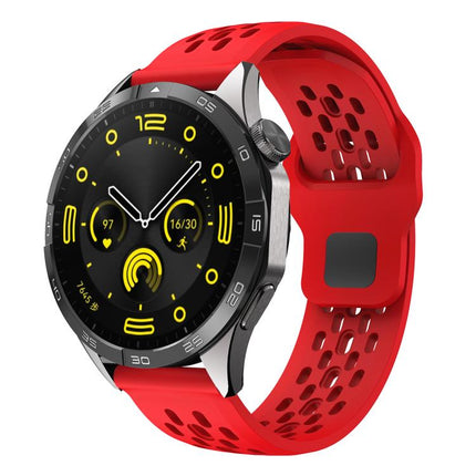 xDfind Flat Head Breathable Hole Black Buckle Silicone Watch Band, 20mm, 22mm