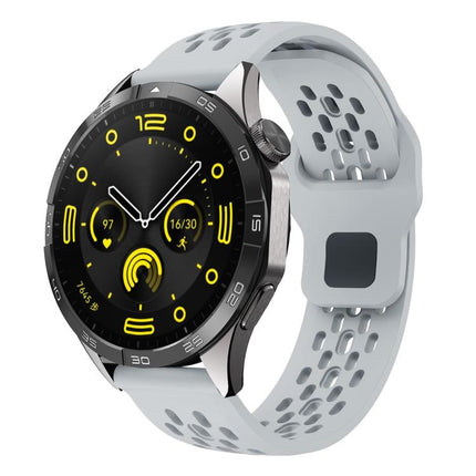 xDfind Flat Head Breathable Hole Black Buckle Silicone Watch Band, 20mm, 22mm