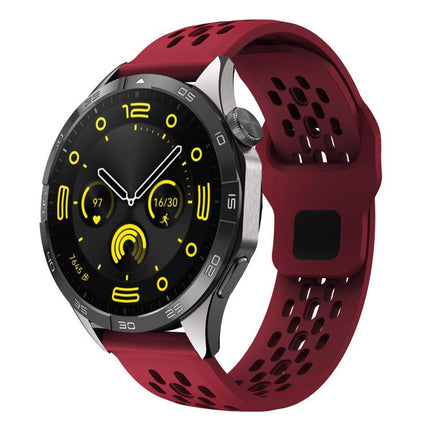 xDfind Flat Head Breathable Hole Black Buckle Silicone Watch Band, 20mm, 22mm