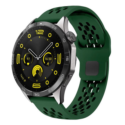 xDfind Flat Head Breathable Hole Black Buckle Silicone Watch Band, 20mm, 22mm