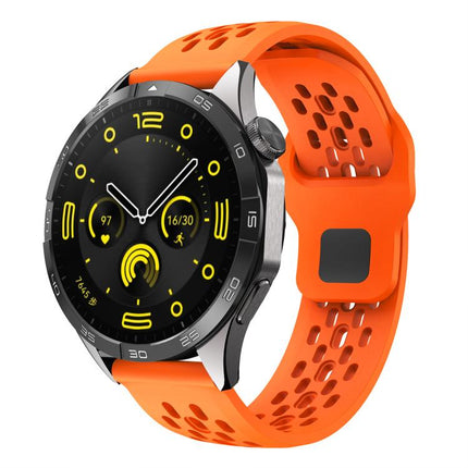 xDfind Flat Head Breathable Hole Black Buckle Silicone Watch Band, 20mm, 22mm