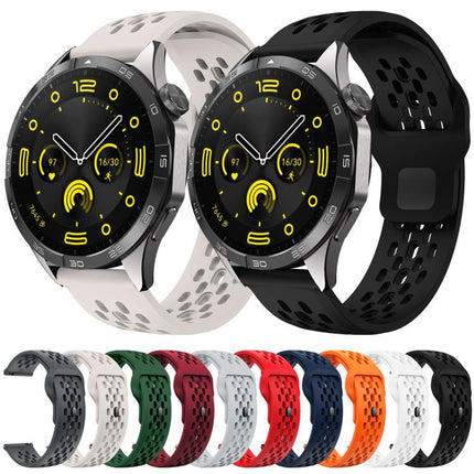 xDfind Flat Head Breathable Hole Black Buckle Silicone Watch Band, 20mm, 22mm