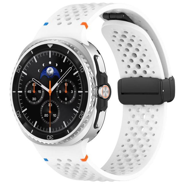 xDfind Magnetic Black Buckle Honeycomb Breathable Silicone Watch Band, For Galaxy Watch9 / 8 / 8 Classic