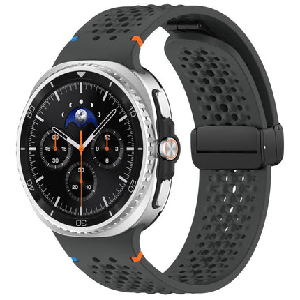 xDfind Magnetic Black Buckle Honeycomb Breathable Silicone Watch Band, For Galaxy Watch9 / 8 / 8 Classic