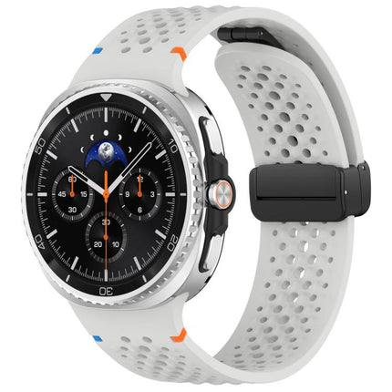xDfind Magnetic Black Buckle Honeycomb Breathable Silicone Watch Band, For Galaxy Watch9 / 8 / 8 Classic