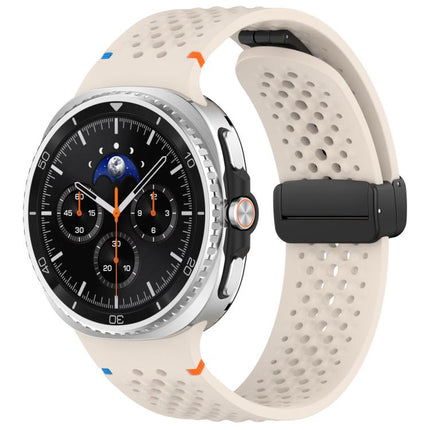 xDfind Magnetic Black Buckle Honeycomb Breathable Silicone Watch Band, For Galaxy Watch9 / 8 / 8 Classic