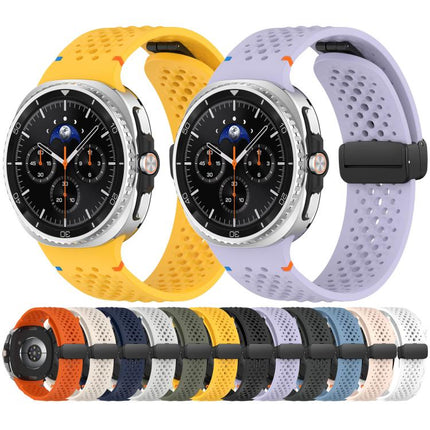 xDfind Magnetic Black Buckle Honeycomb Breathable Silicone Watch Band, For Galaxy Watch9 / 8 / 8 Classic