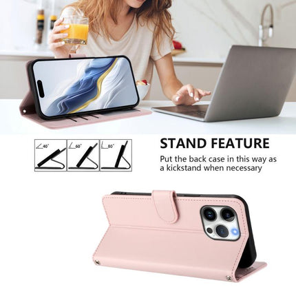 Embossed Heart Cat Leather Phone Case with Hand Strap, For iPhone 16 Pro, For iPhone 16 Plus