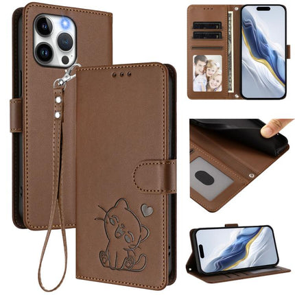 Embossed Heart Cat Leather Phone Case with Hand Strap, For iPhone 14 Pro Max, For iPhone 7 / 8 / SE 2022