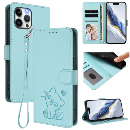 Embossed Heart Cat Leather Phone Case with Hand Strap, For iPhone 12 Pro Max, For iPhone 12 mini