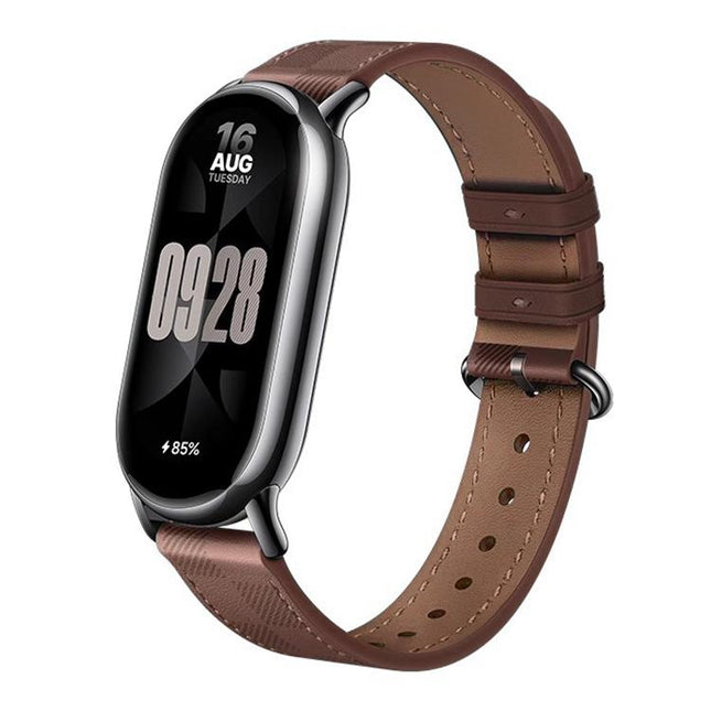 xDfind Plaid Texture Leather Watch Band, For Xiaomi Smart Band 10 / 9 / 8