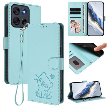 Embossed Heart Cat Leather Phone Case with Hand Strap, For Motorola Moto G86 5G, For Motorola Moto G56 5G
