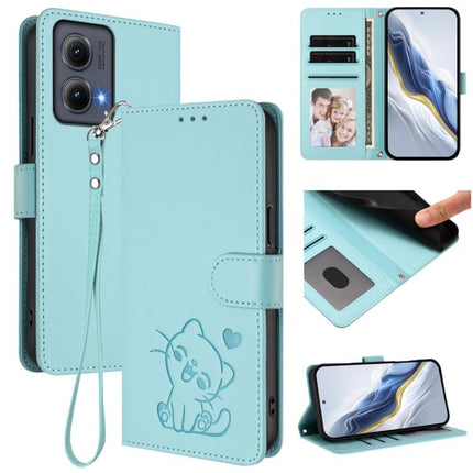 Embossed Heart Cat Leather Phone Case with Hand Strap, For Motorola Moto G85 5G, For Motorola Edge 5G 2024