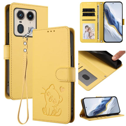 Embossed Heart Cat Leather Phone Case with Hand Strap, For Motorola Moto G53 5G / G13 4G, For Motorola Edge 50 Ultra 5G