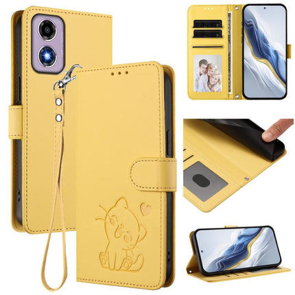 Embossed Heart Cat Leather Phone Case with Hand Strap, For Motorola Moto E14 4G / G04 4G, For Motorola Edge 50 Pro 5G