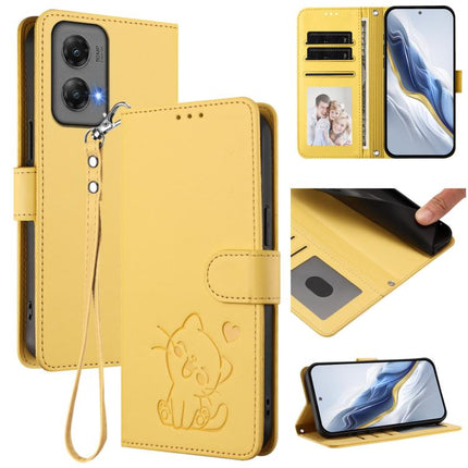Embossed Heart Cat Leather Phone Case with Hand Strap, For Motorola Moto G Stylus 5G 2024, For Motorola Moto G Play 5G 2024