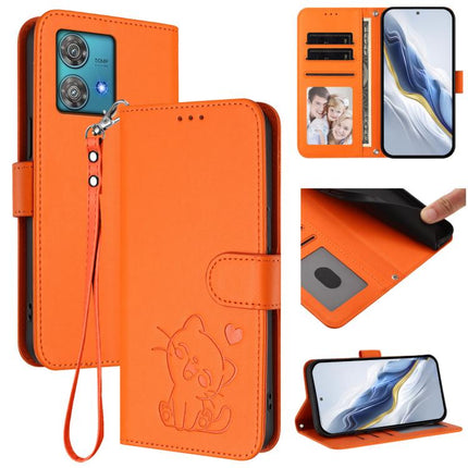 Embossed Heart Cat Leather Phone Case with Hand Strap, For Motorola Edge 40 Neo 5G, For Motorola Moto G Stylus 2023 4G