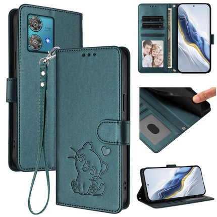 Embossed Heart Cat Leather Phone Case with Hand Strap, For Motorola Edge 40 Neo 5G, For Motorola Moto G Stylus 2023 4G
