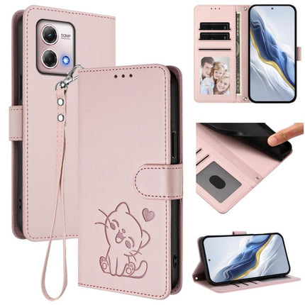 Embossed Heart Cat Leather Phone Case with Hand Strap, For Motorola Edge 40 Neo 5G, For Motorola Moto G Stylus 2023 4G