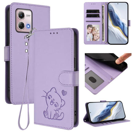 Embossed Heart Cat Leather Phone Case with Hand Strap, For Motorola Edge 40 Neo 5G, For Motorola Moto G Stylus 2023 4G