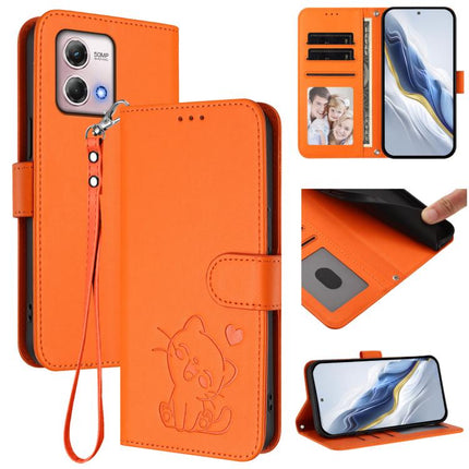 Embossed Heart Cat Leather Phone Case with Hand Strap, For Motorola Edge 40 Neo 5G, For Motorola Moto G Stylus 2023 4G