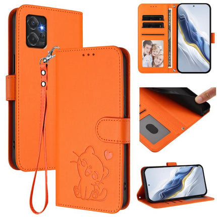 Embossed Heart Cat Leather Phone Case with Hand Strap, For Motorola Moto G Power 2023, For Motorola Moto G Stylus 5G 2023