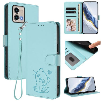 Embossed Heart Cat Leather Phone Case with Hand Strap, For Motorola Moto G Power 2023, For Motorola Moto G Stylus 5G 2023