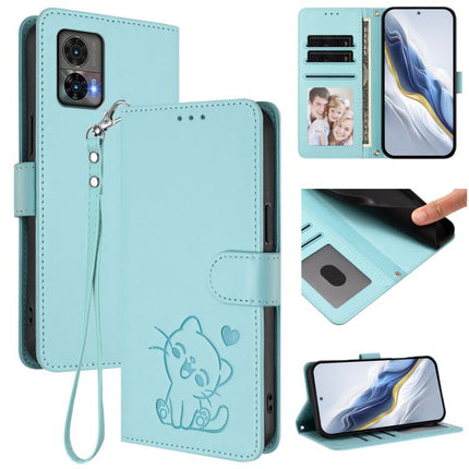 Embossed Heart Cat Leather Phone Case with Hand Strap, For Motorola Moto S30 Pro 5G, For Motorola Edge 30 Neo