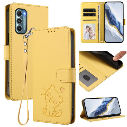 Embossed Heart Cat Leather Phone Case with Hand Strap, For Motorola Moto G Play 2022, For Motorola Moto G Stylus 2022 5G
