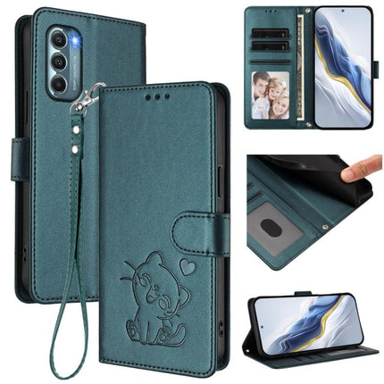 Embossed Heart Cat Leather Phone Case with Hand Strap, For Motorola Moto G Play 2022, For Motorola Moto G Stylus 2022 5G