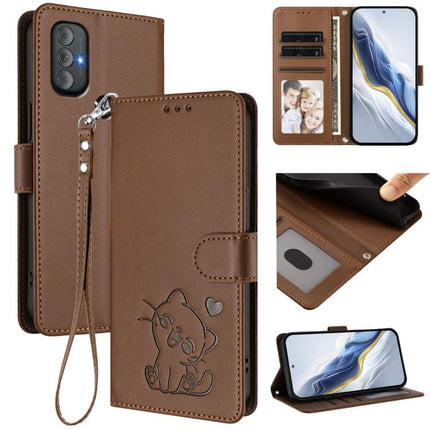 Embossed Heart Cat Leather Phone Case with Hand Strap, For Motorola Moto G Stylus 2022 4G, For Motorola Moto G Power 2022