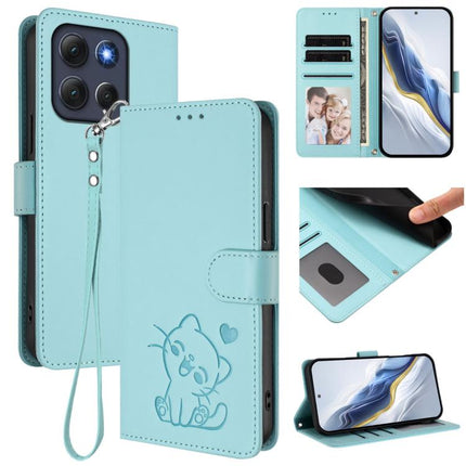 Embossed Heart Cat Leather Phone Case with Hand Strap, For Motorola Edge 60s Pro 5G, For Motorola Moto G86 Power