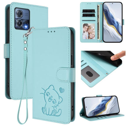 Embossed Heart Cat Leather Phone Case with Hand Strap, For Motorola Moto S30 Pro 5G, For Motorola Edge 30 Neo