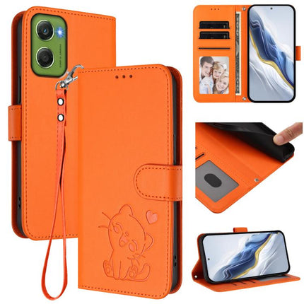 Embossed Heart Cat Leather Phone Case with Hand Strap, For Motorola Moto X70 Air 5G / Edge 70 5G, For Motorola Moto G06 4G