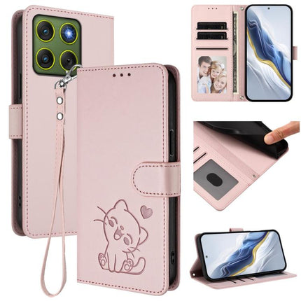 Embossed Heart Cat Leather Phone Case with Hand Strap, For Motorola Moto X70 Air 5G / Edge 70 5G, For Motorola Moto G06 4G