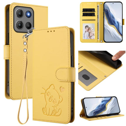 Embossed Heart Cat Leather Phone Case with Hand Strap, For Motorola Moto G17 4G / G17 Power 4G, For Motorola Moto G67 Power 5G