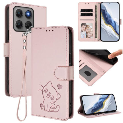 Embossed Heart Cat Leather Phone Case with Hand Strap, For Motorola Moto G Max / G87 / G77 / G67, For Motorola Moto G47 5G / G37 / G37 Power 5G