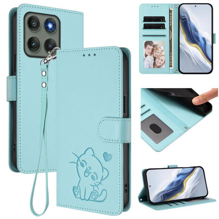Embossed Heart Cat Leather Phone Case with Hand Strap, For Motorola Edge 60s Pro 5G, For Motorola Moto G86 Power