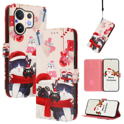 Christmas Series Buckle Leather Phone Case with Hand Strap, For vivo Y400 5G, For vivo V60 5G
