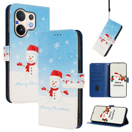 Christmas Series Buckle Leather Phone Case with Hand Strap, For vivo Y400 5G, For vivo V60 5G