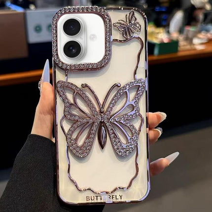 Hollow Butterfly Electroplating TPU Phone Case, For iPhone 16 Pro, For iPhone 16 Plus, For iPhone 16, For iPhone 15 Pro Max, For iPhone 15 Pro, For iPhone 15 Plus