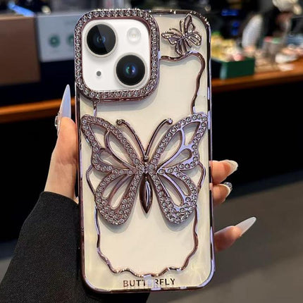 Hollow Butterfly Electroplating TPU Phone Case, For iPhone 15, For iPhone 14 Plus, For iPhone 14, For iPhone 14 Pro, For iPhone 14 Pro Max, For iPhone 13 Pro Max